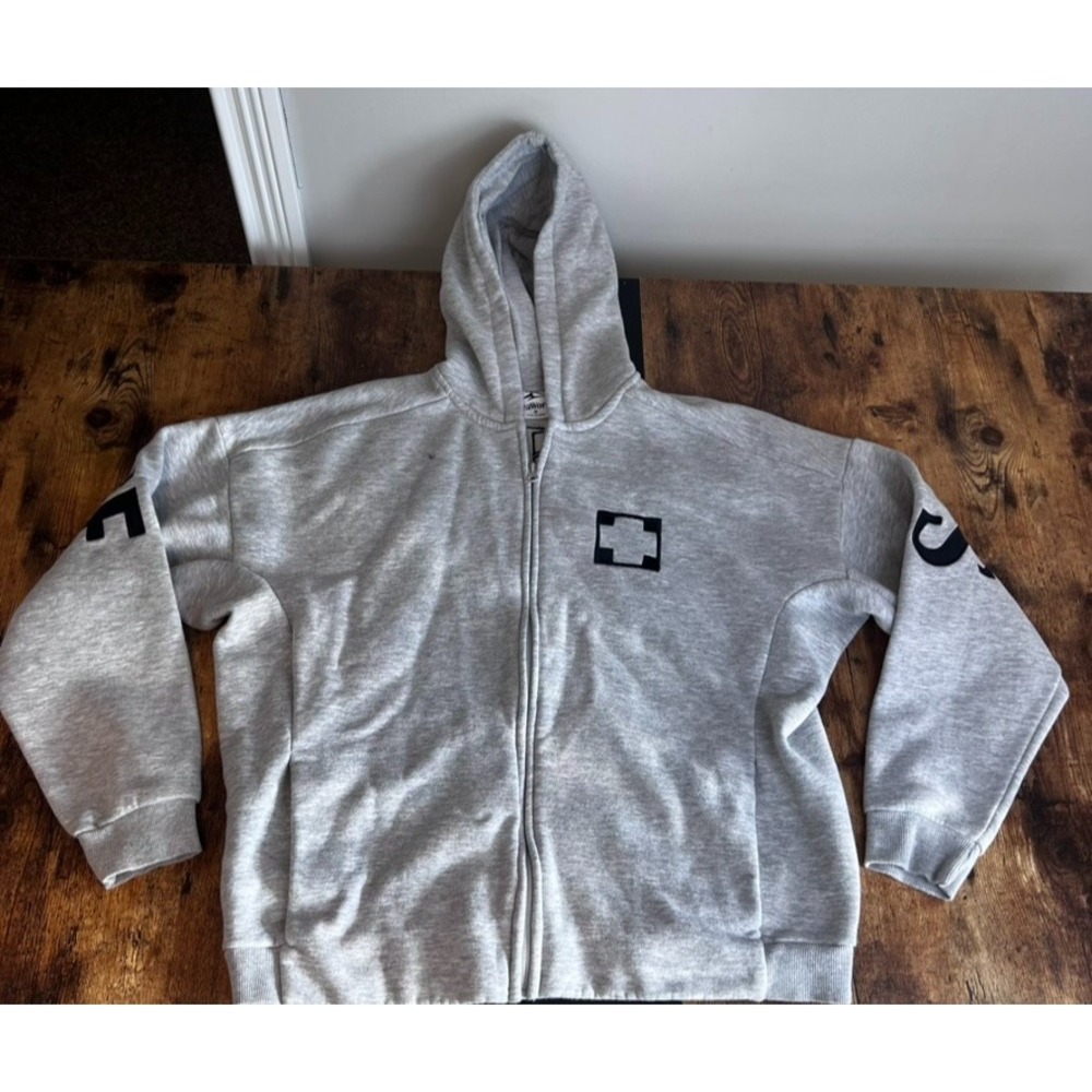 SeaWorld Rescue Hoodie Sweatshirt Full Zip Spellout Logo Medium Gray
